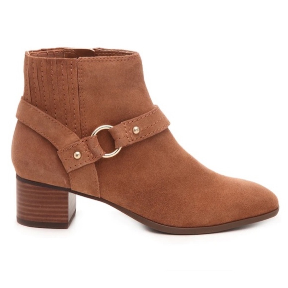 Essex Lane Jacey Booties Size 9.5 Brown Suede Leather With Gold Hardware western